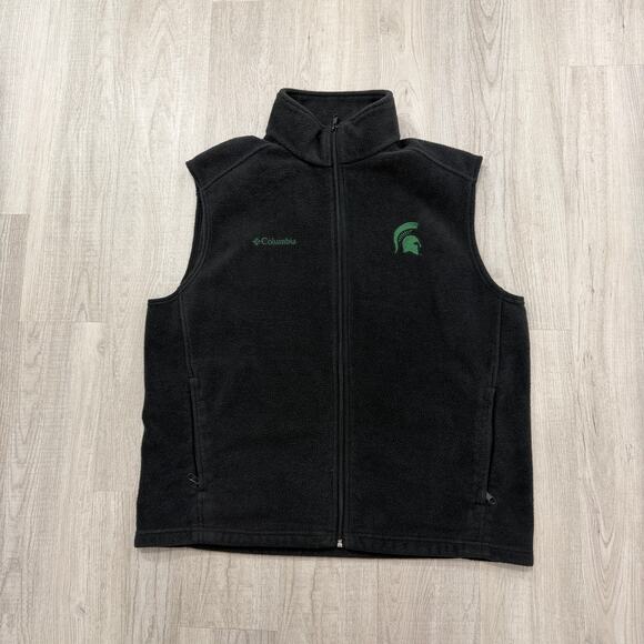 Columbia Michigan State Spartans Fleece Vest Men's Extra Large XL Black MSU - Picture 1 of 7
